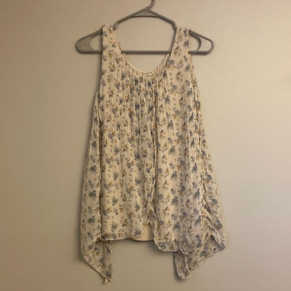 ⭐️Bellambia Floral 100% Lined Silk Overlay Sleeveless Blouse Size M - Picture 1 of 10
